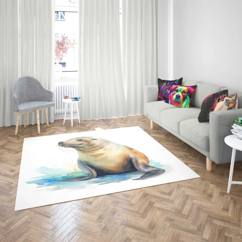 California Sea Lion Painting Rug 2