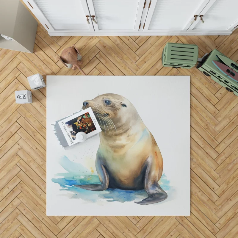 California Sea Lion Painting Rug