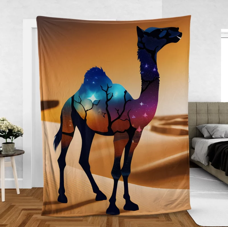 Camel in Desert Fleece Blanket