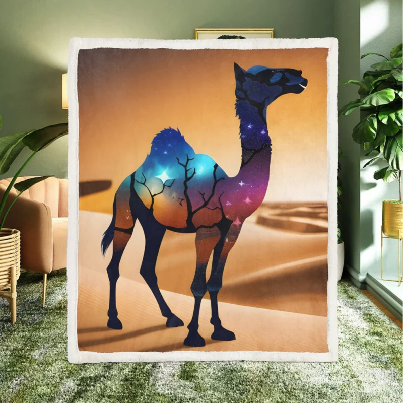 Camel in Desert Sherpa Fleece Blanket