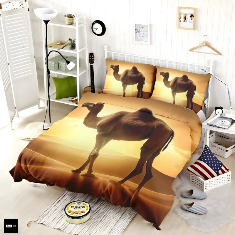 Camel in Desert Sunset Bedding Set