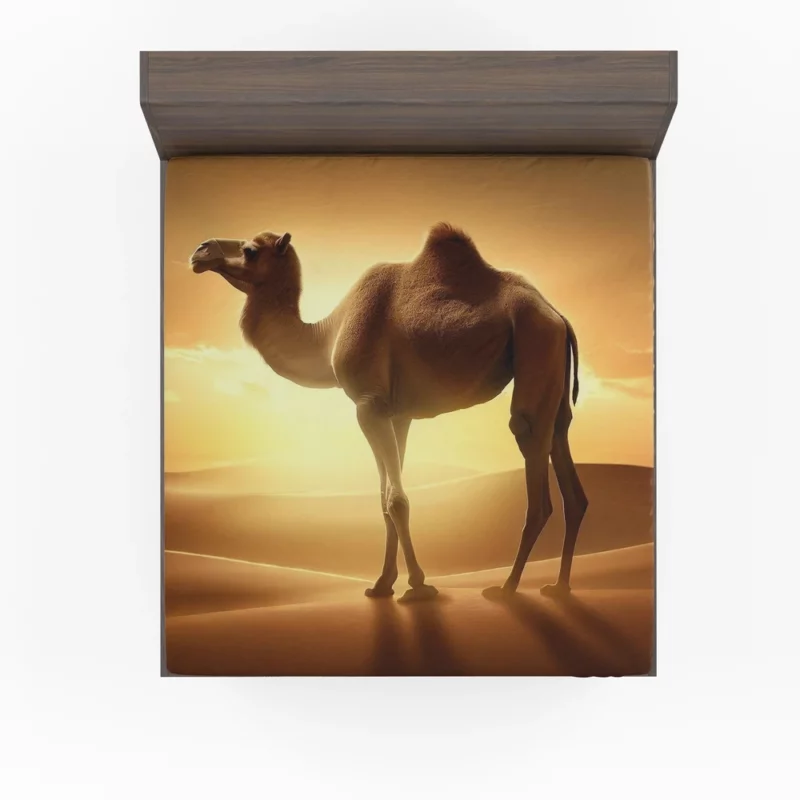 Camel in Desert Sunset Fitted Sheet