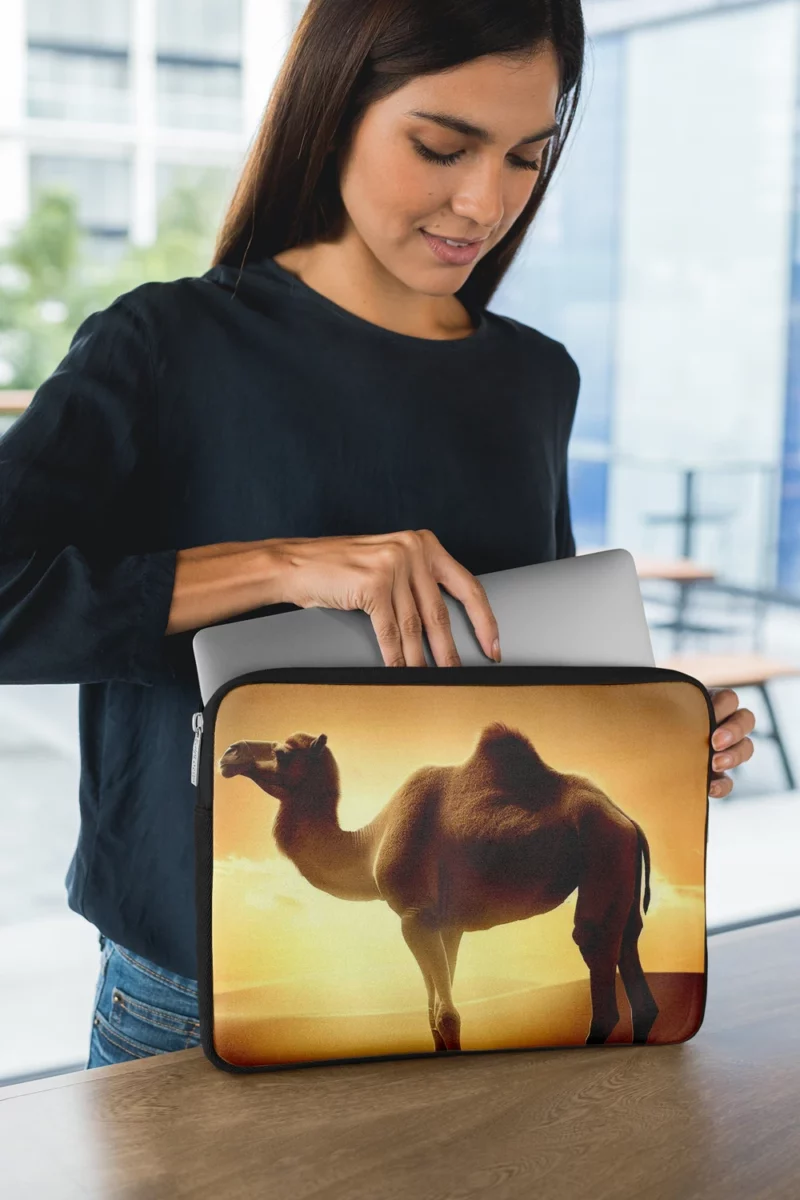 Camel in Desert Sunset Laptop Sleeve 1