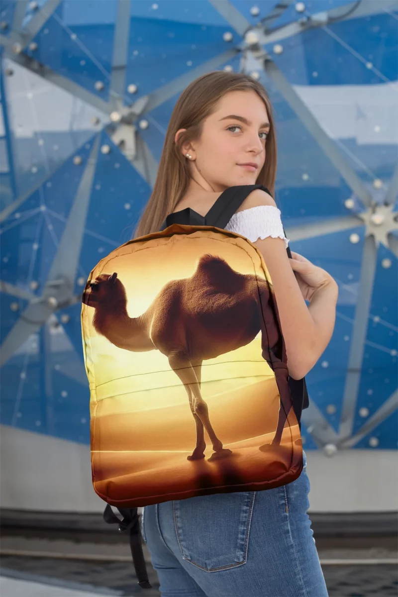 Camel in Desert Sunset Minimalist Backpack 2