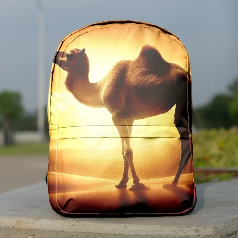 Camel in Desert Sunset Minimalist Backpack