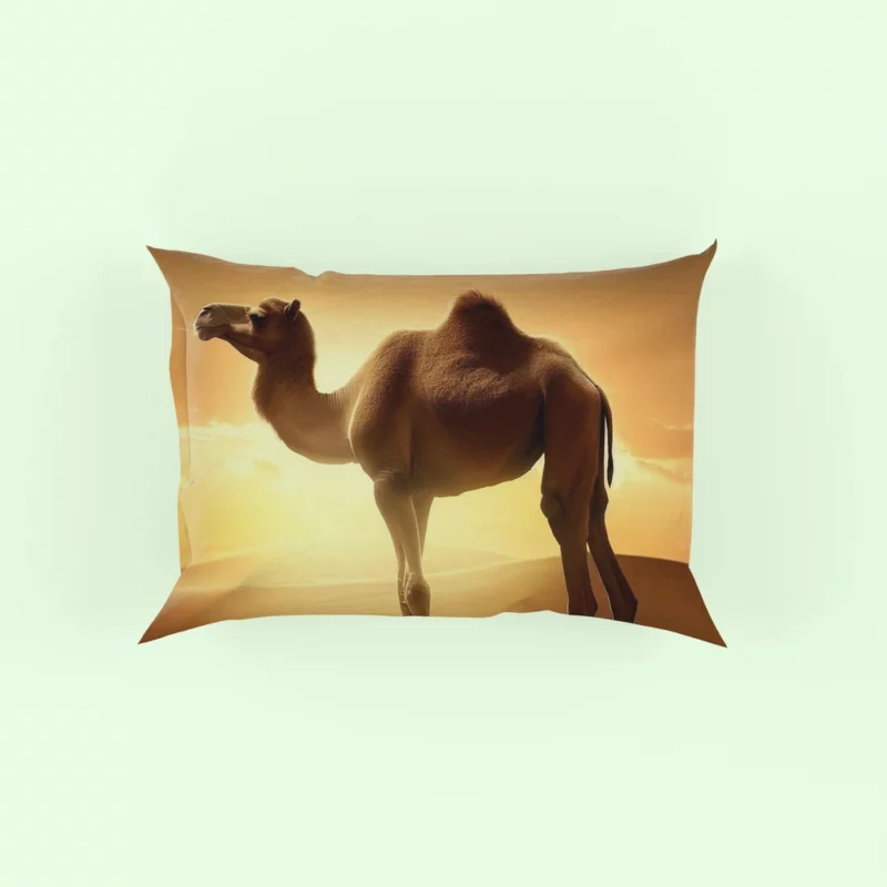 Camel in Desert Sunset Pillow Case