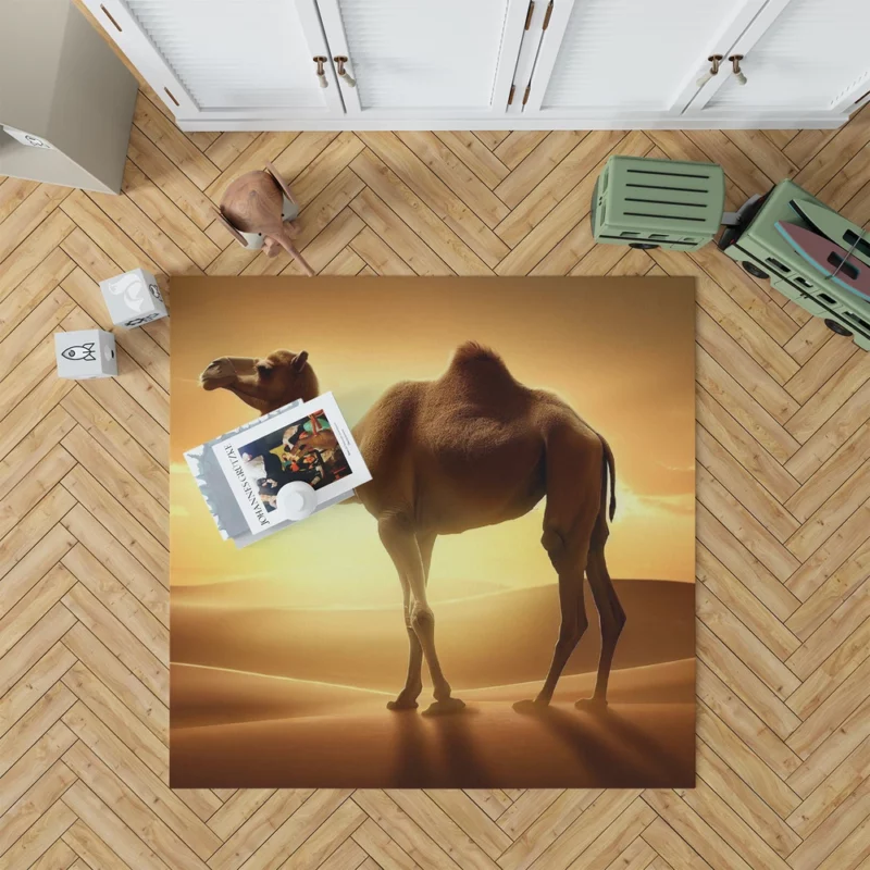 Camel in Desert Sunset Rug