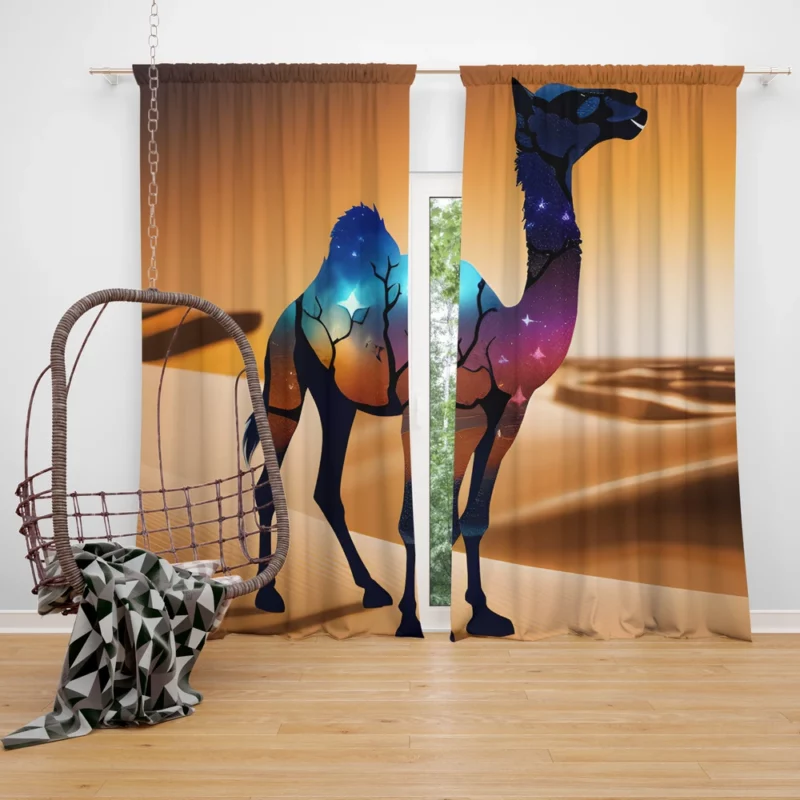 Camel in Desert Window Curtain