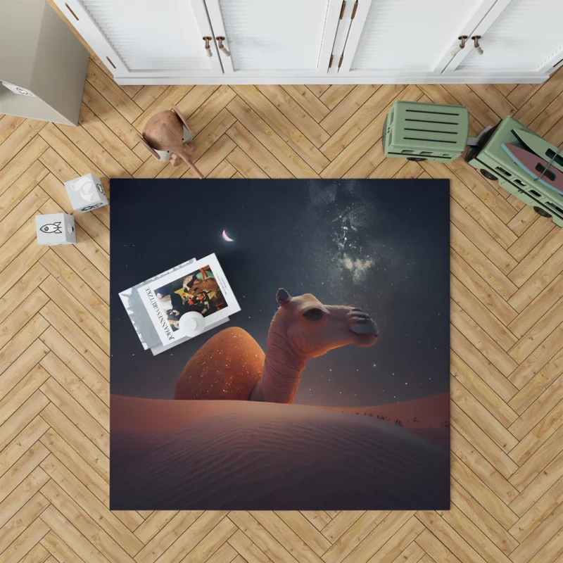 Camel in Desert at Night Rug