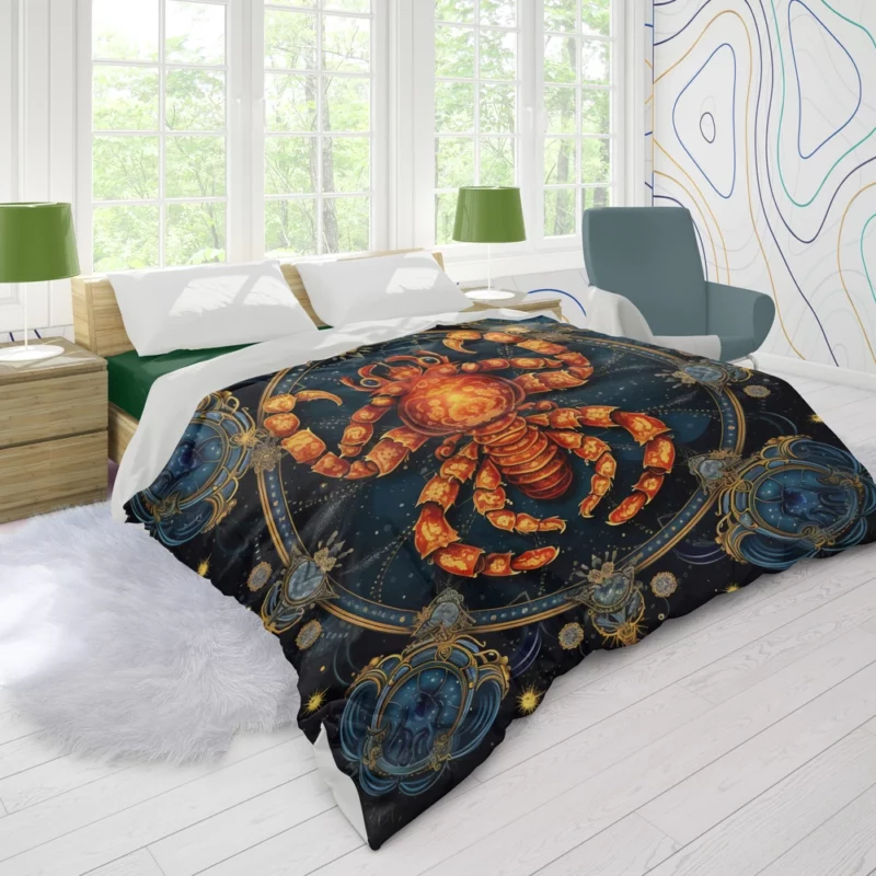 Cancer Zodiac Crab Art Duvet Cover