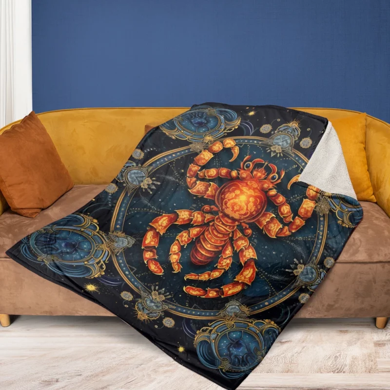 Cancer Zodiac Crab Art Fleece Blanket 1