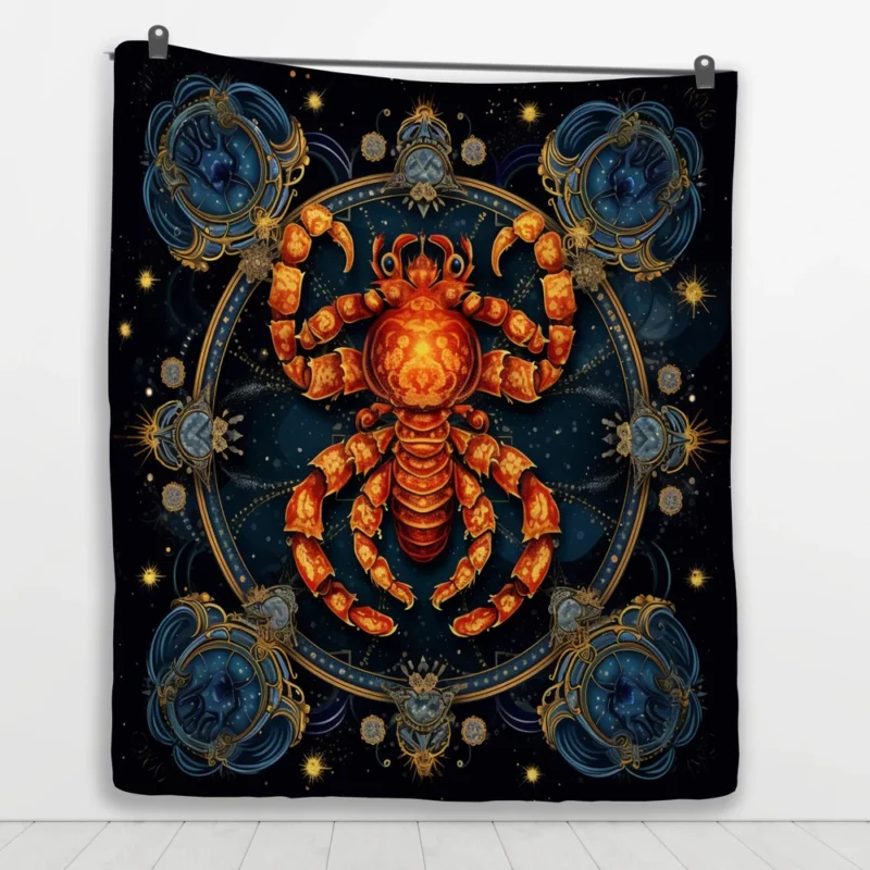 Cancer Zodiac Crab Art Quilt Blanket 1