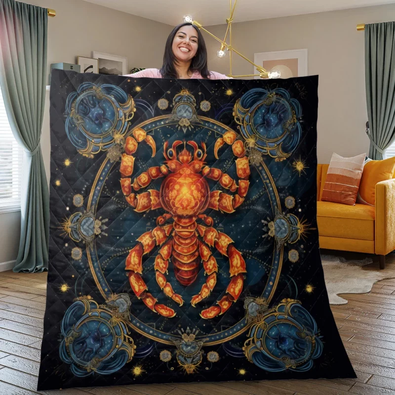 Cancer Zodiac Crab Art Quilt Blanket