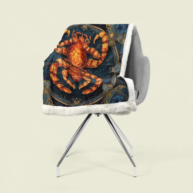 Cancer Zodiac Crab Art Sherpa Fleece Blanket 1