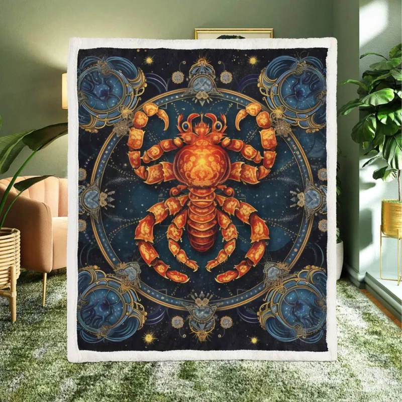 Cancer Zodiac Crab Art Sherpa Fleece Blanket