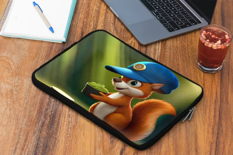 Cap Wearing Squirrel in Cartoon Style Laptop Sleeve 2