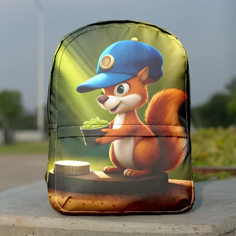 Cap-Wearing Squirrel in Cartoon Style Minimalist Backpack