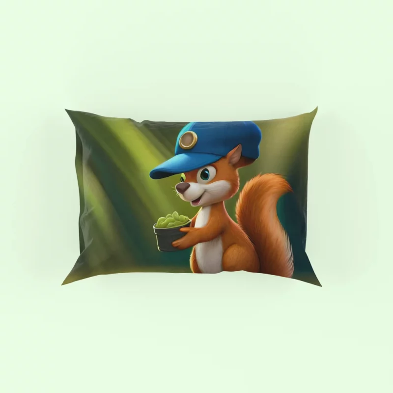 Cap-Wearing Squirrel in Cartoon Style Pillow Case