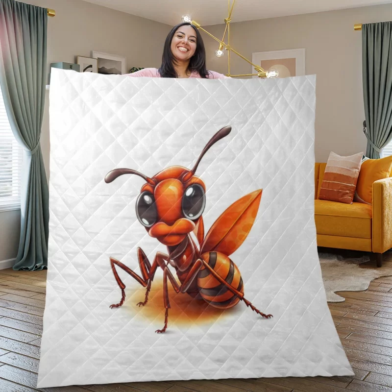 Cartoon Ant Logo Quilt Blanket