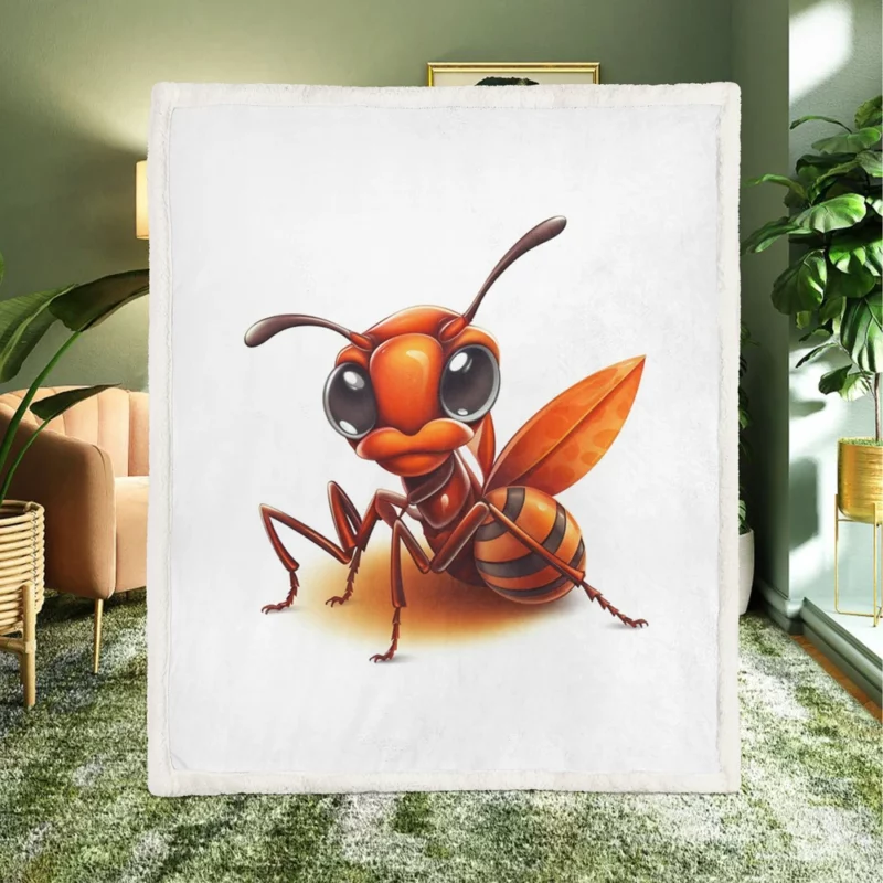 Cartoon Ant Logo Sherpa Fleece Blanket