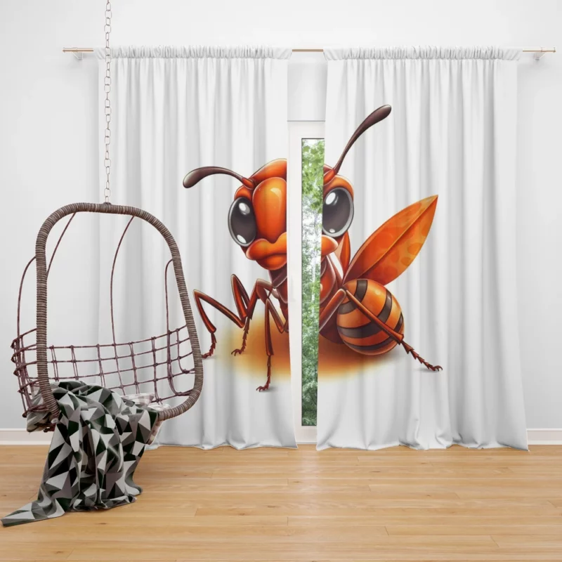 Cartoon Ant Logo Window Curtain