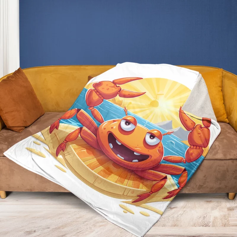 Cartoon Crab Logo Fleece Blanket 1