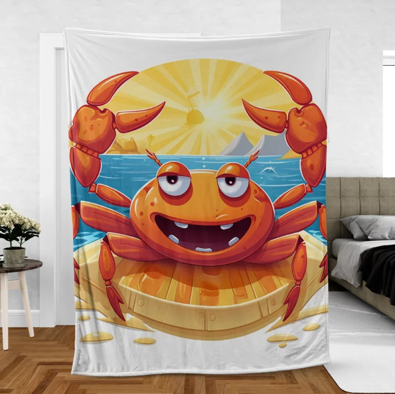 Cartoon Crab Logo Fleece Blanket