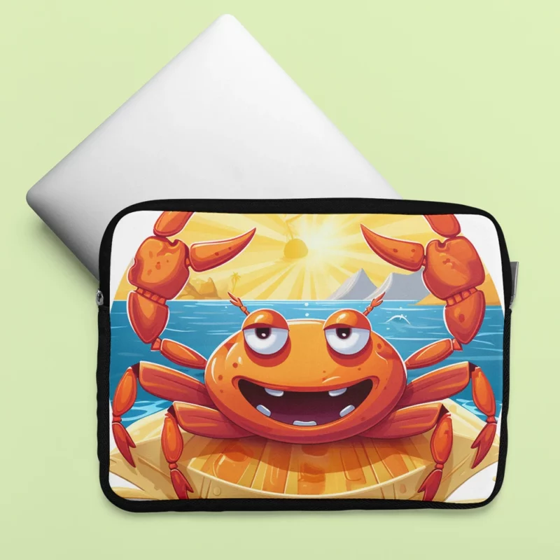 Cartoon Crab Logo Laptop Sleeve