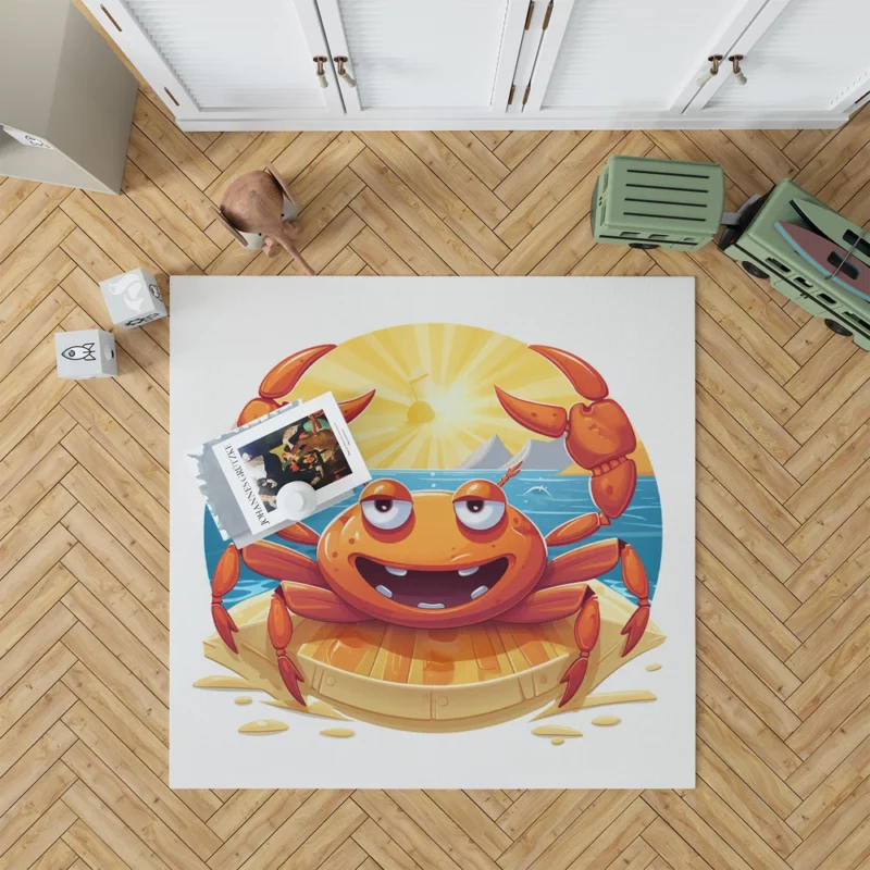 Cartoon Crab Logo Rug