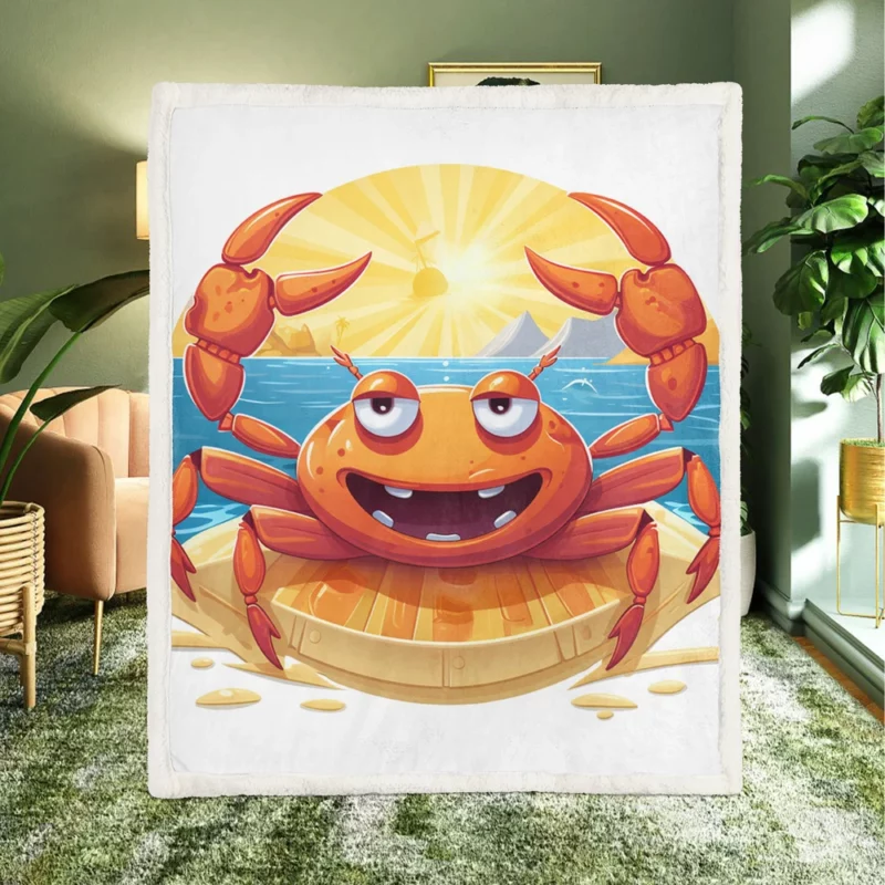 Cartoon Crab Logo Sherpa Fleece Blanket