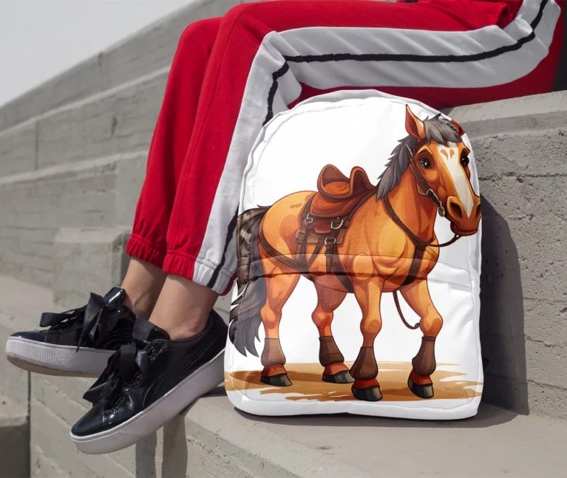 Cartoon Horse With Saddle Minimalist Backpack 1