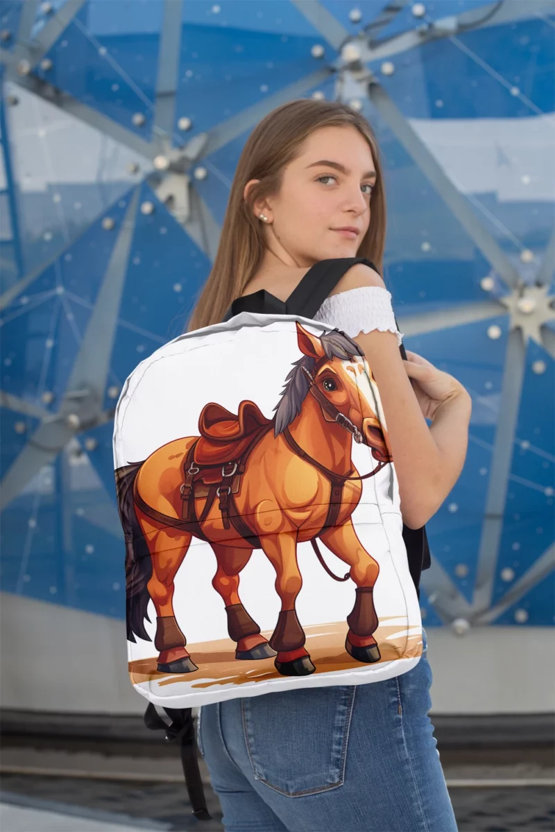 Cartoon Horse With Saddle Minimalist Backpack 2