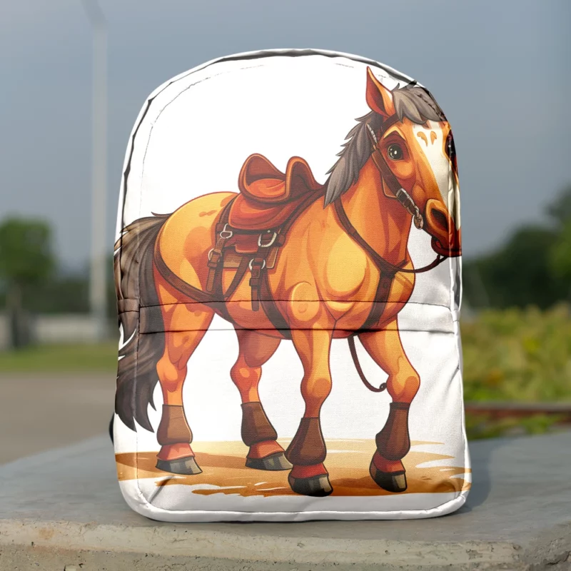 Cartoon Horse With Saddle Minimalist Backpack