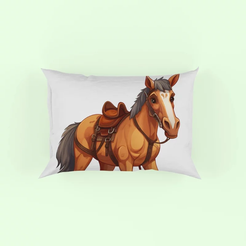 Cartoon Horse With Saddle Pillow Case