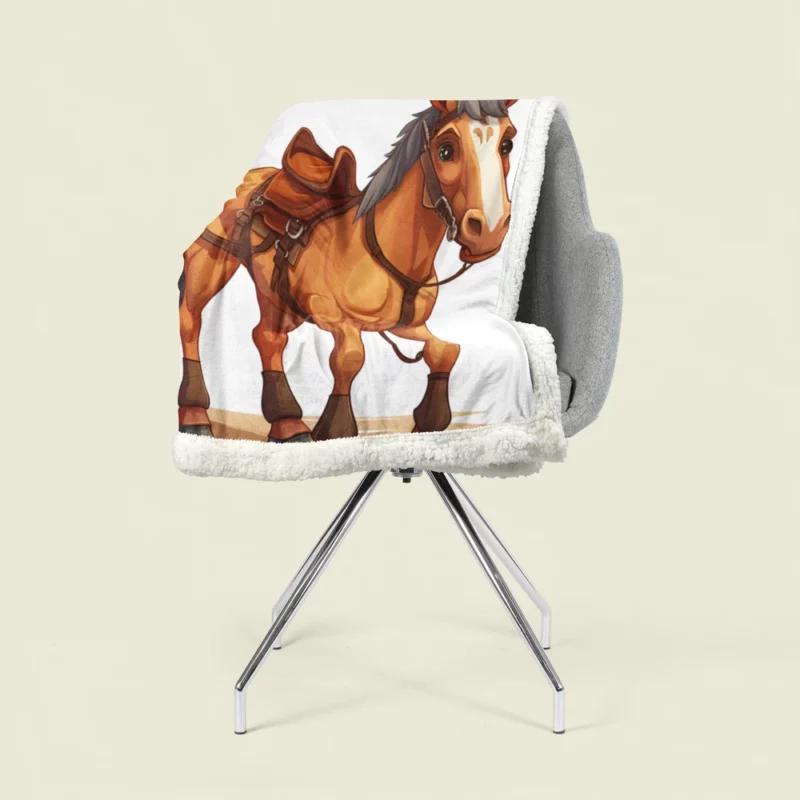 Cartoon Horse With Saddle Sherpa Fleece Blanket 1