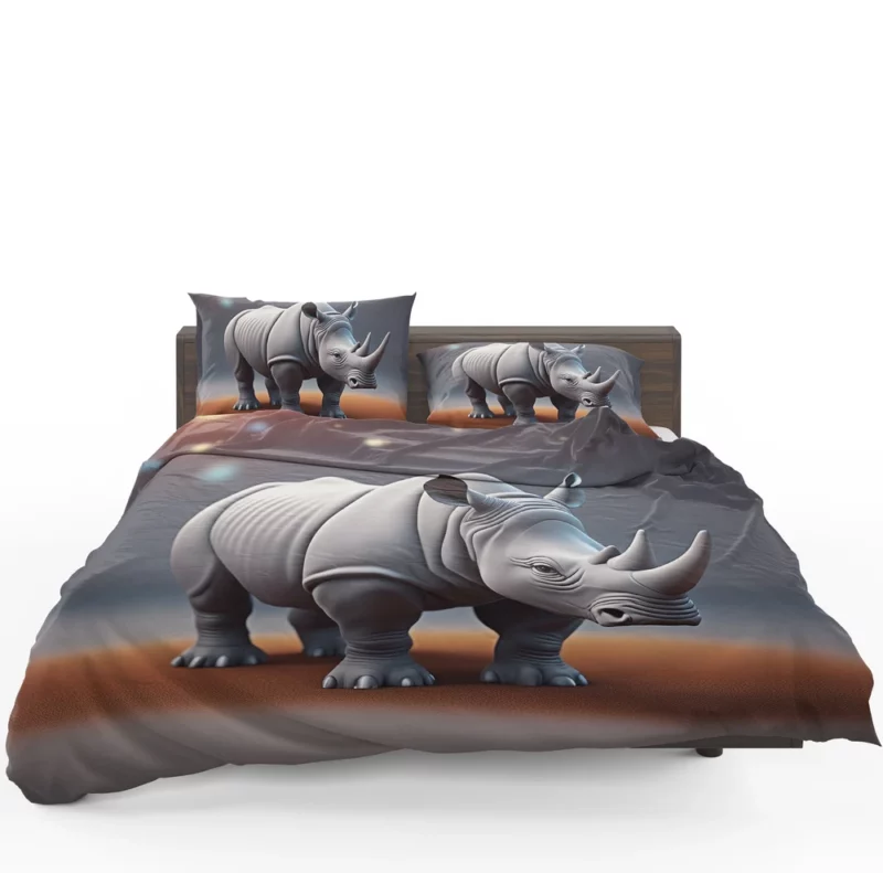 Cartoon Rhino Illustration Bedding Set 1