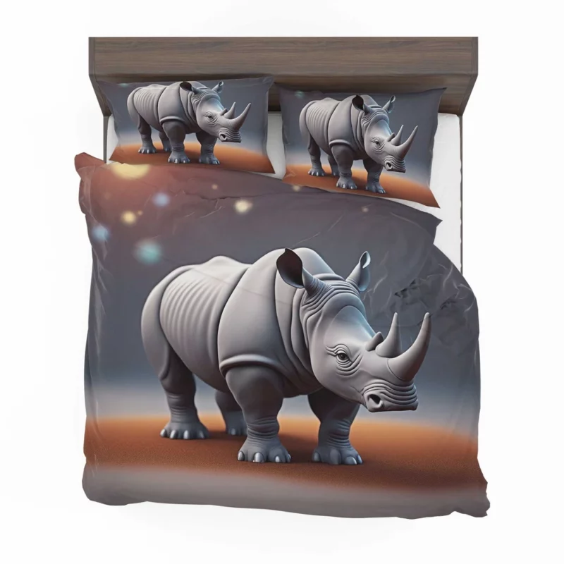 Cartoon Rhino Illustration Bedding Set 2