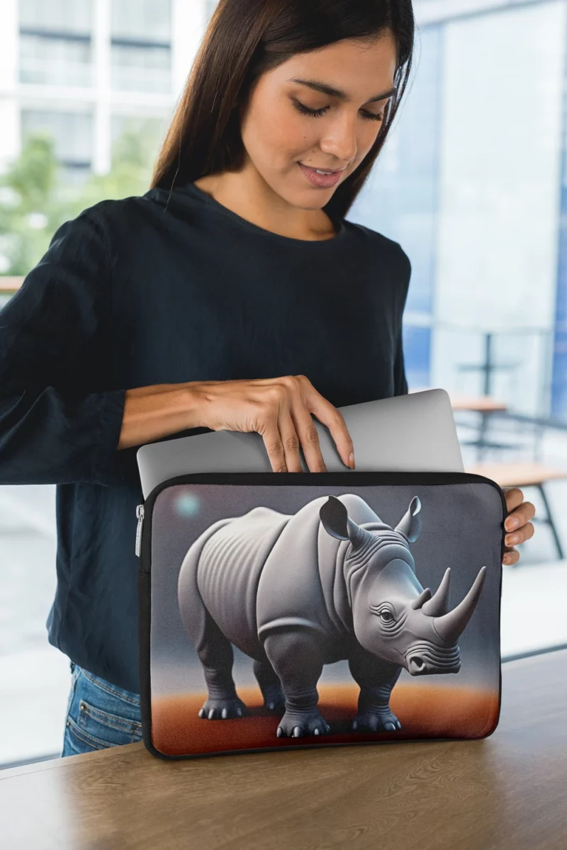 Cartoon Rhino Illustration Laptop Sleeve 1