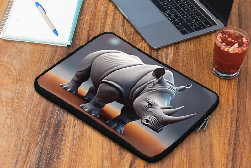 Cartoon Rhino Illustration Laptop Sleeve 2