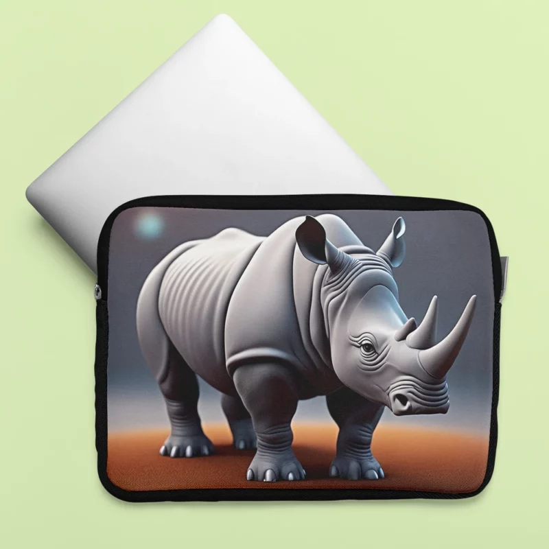 Cartoon Rhino Illustration Laptop Sleeve