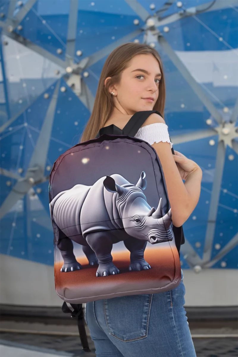 Cartoon Rhino Illustration Minimalist Backpack 2