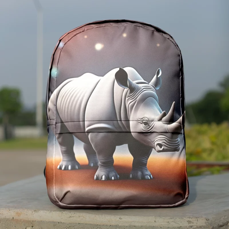 Cartoon Rhino Illustration Minimalist Backpack