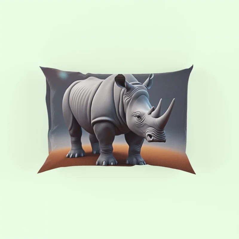 Cartoon Rhino Illustration Pillow Case