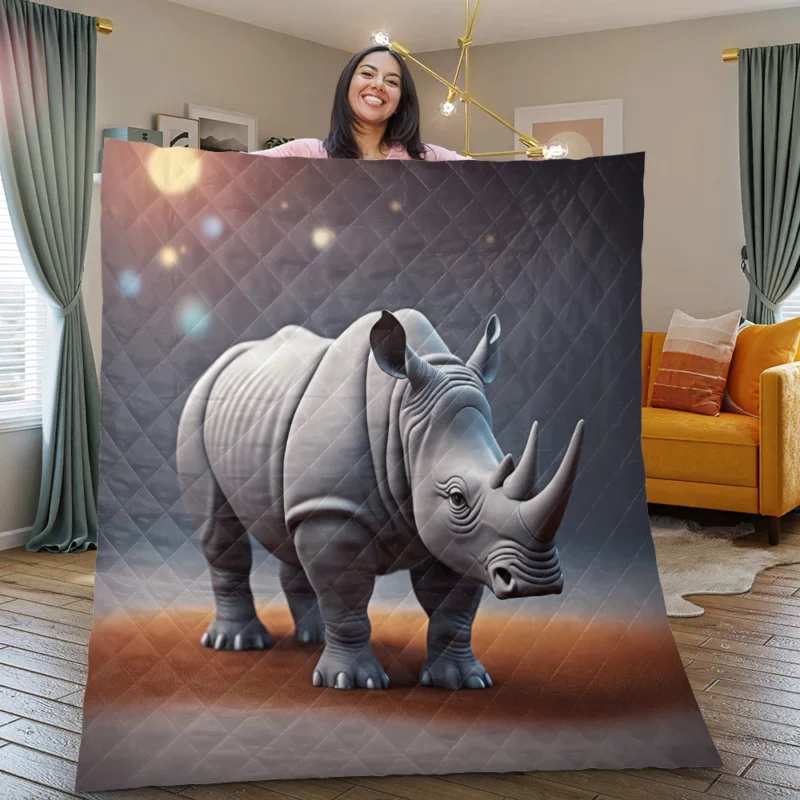 Cartoon Rhino Illustration Quilt Blanket