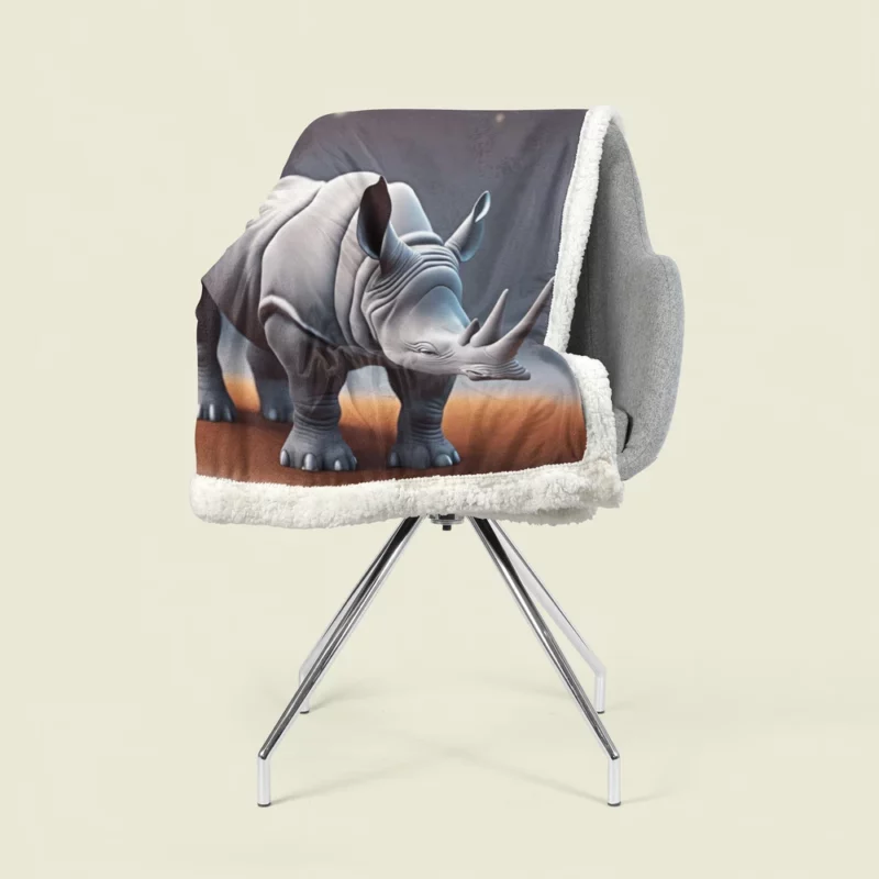 Cartoon Rhino Illustration Sherpa Fleece Blanket 1