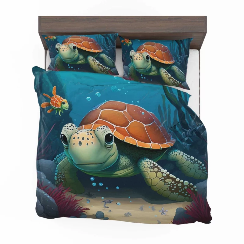 Cartoon Turtle Underwater with Friends Bedding Set 2