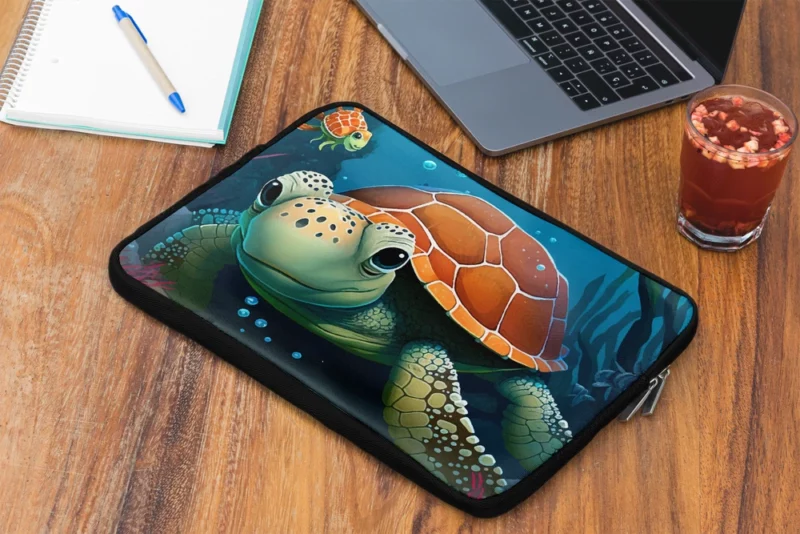 Cartoon Turtle Underwater with Friends Laptop Sleeve 2