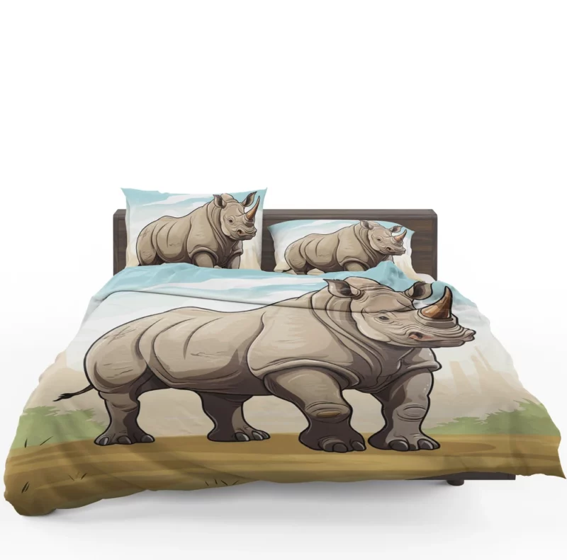 Cartoon Vector Rhino Bedding Set 1