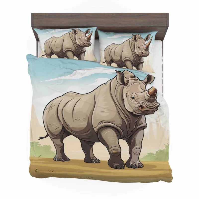 Cartoon Vector Rhino Bedding Set 2