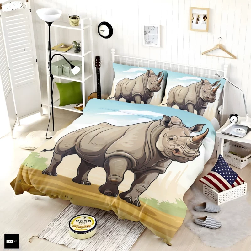 Cartoon Vector Rhino Bedding Set